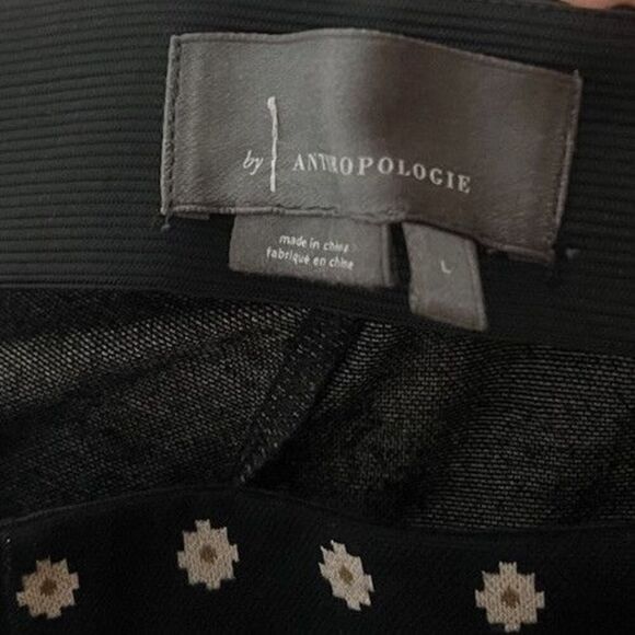 Anthropologie Black White Polka Dot Trousers Flower Power Academia Retro Large - Picture 4 of 5